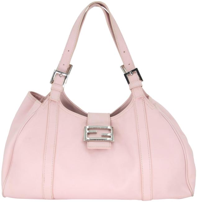 Fendi Buckle Handbag Pink Silver tone Hardware Lambskin Leather Shoulder Bag 