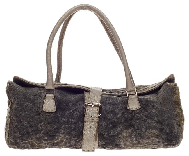 Fendi Buckle Persian Lamb and Selleria Leather Shoulder Bag 