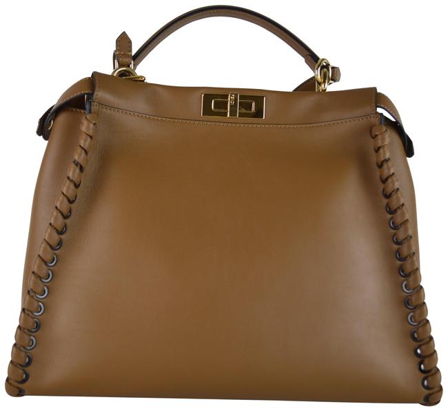 Fendi Camel Dark Leather Shoulder Bag 