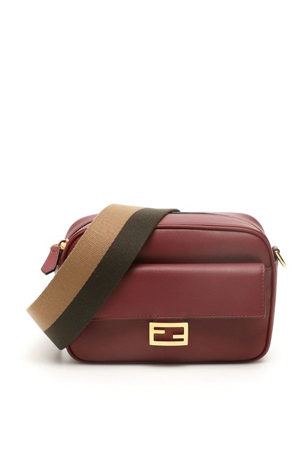Fendi Camera Cr Baguette Brown Leather Shoulder Bag 