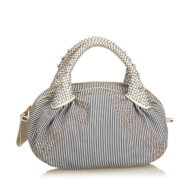 Fendi Canvas Mini Spy Blue Leather Shoulder Bag 