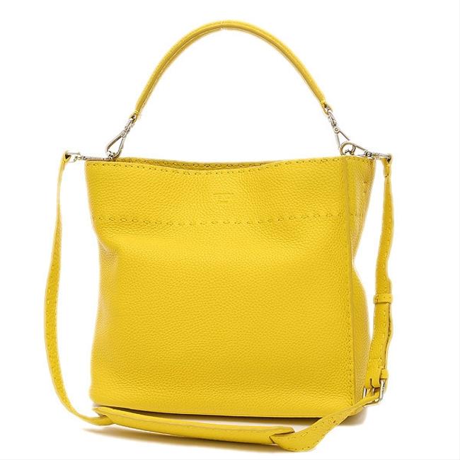 Fendi Celeria Anna Small 8bt218 Yellow Leather Shoulder Bag 