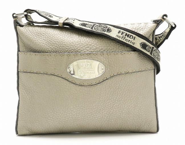 Fendi Celeria Silver Khaki 8bt092 Leather Shoulder Bag 