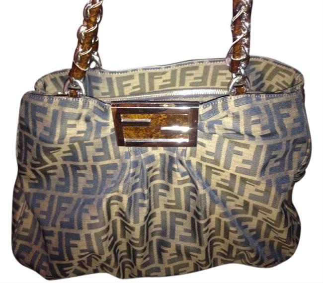 Fendi Chain Brown Mixed Shoulder Bag 