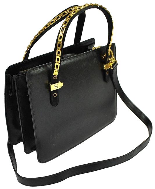Fendi Chain Hand Strap Black Italy Vintage Shoulder Bag 