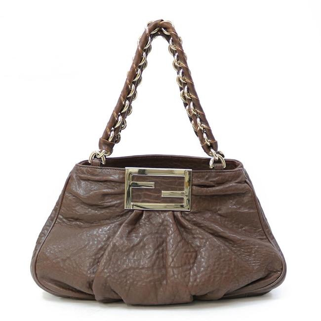 Fendi Chain Ladies Mens Brown Leather Shoulder Bag 
