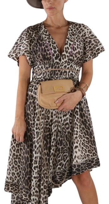 Fendi Chain Purse Beige Leather Shoulder Bag 