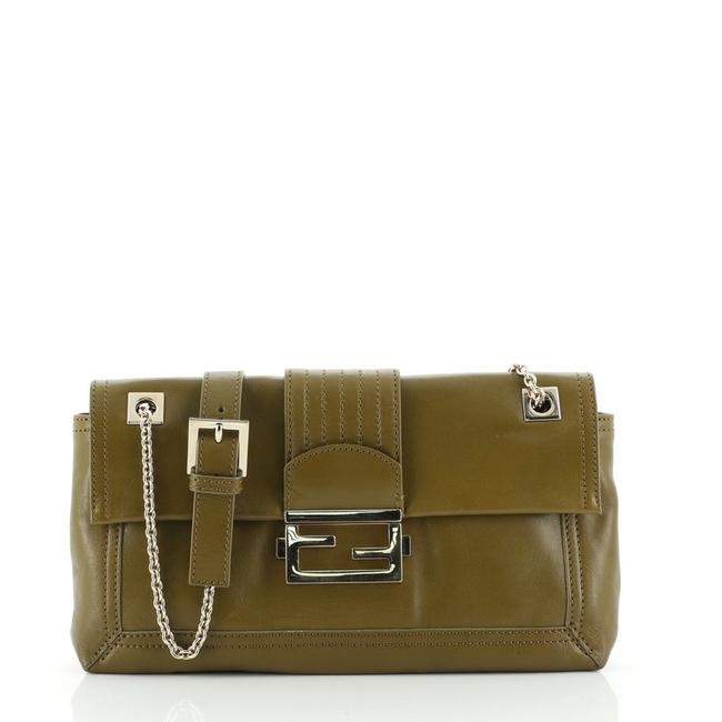 Fendi Chain Strap Baguette Leather Medium Shoulder Bag 