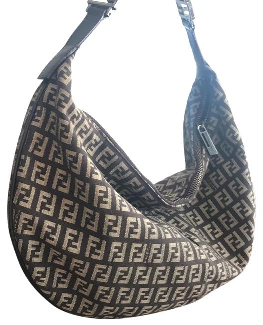 Fendi Chef Zucca Brown Canvas Shoulder Bag 