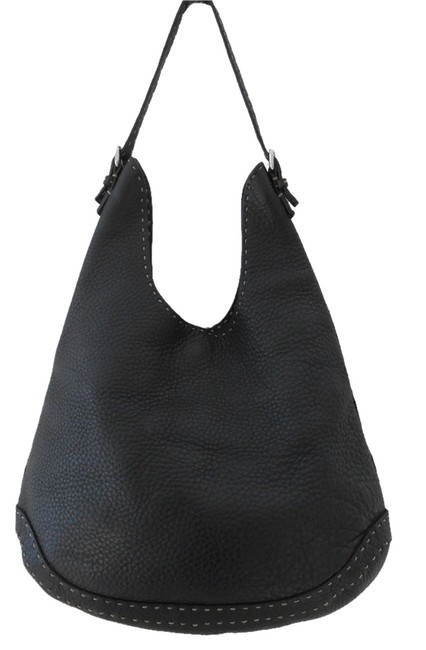 Fendi Chocolate Brown Pebbled Leather Shoulder Bag 