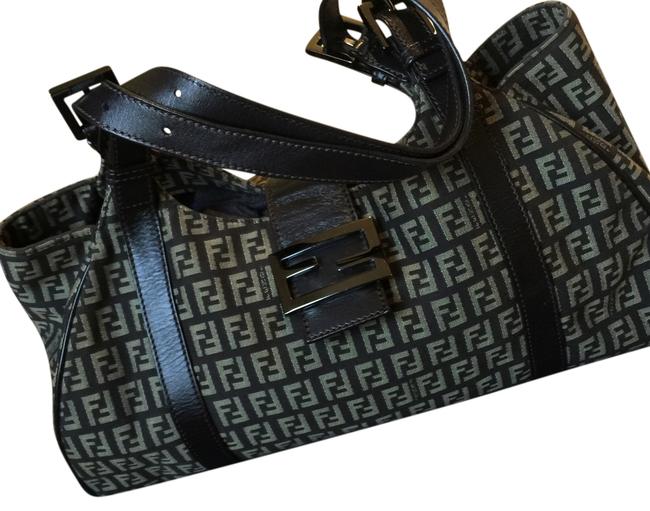 Fendi Classic Large Zucca Brown Fabric Canvas Shoulder Bag 