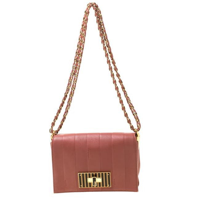 Fendi Claudia Old Rose Beige Leather Shoulder Bag 