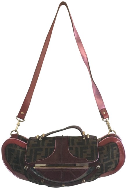 Fendi Clutch Vtg Mirror Shoulder Clutch Multi color Camel Leather Shoulder Bag 