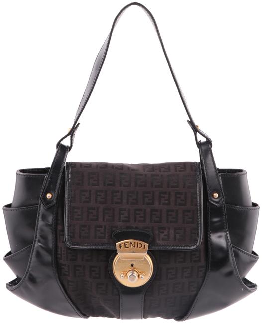 Fendi Compilation Black Leather Shoulder Bag 