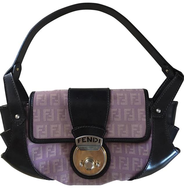 Fendi Compilation Handbag Purple Black Leather Shoulder Bag 
