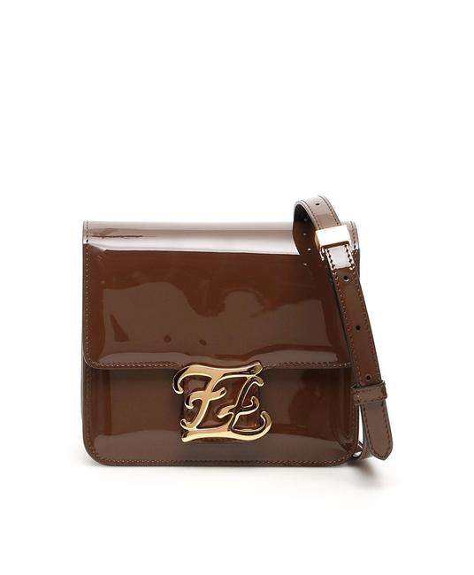 Fendi Cr Ff Karligraphy Brown Leather Shoulder Bag 