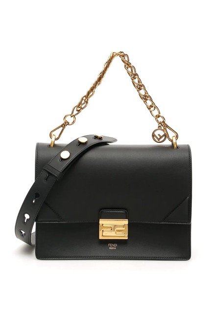 Fendi Cr Kan U Black Leather Shoulder Bag 