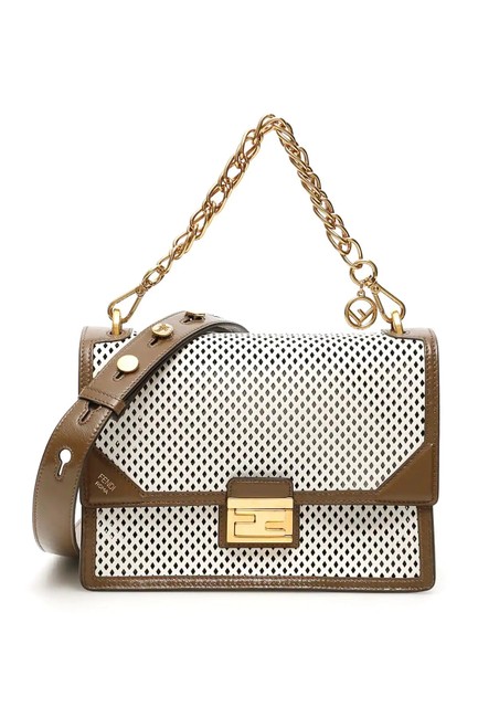 Fendi Cr Kan U White Leather Shoulder Bag 