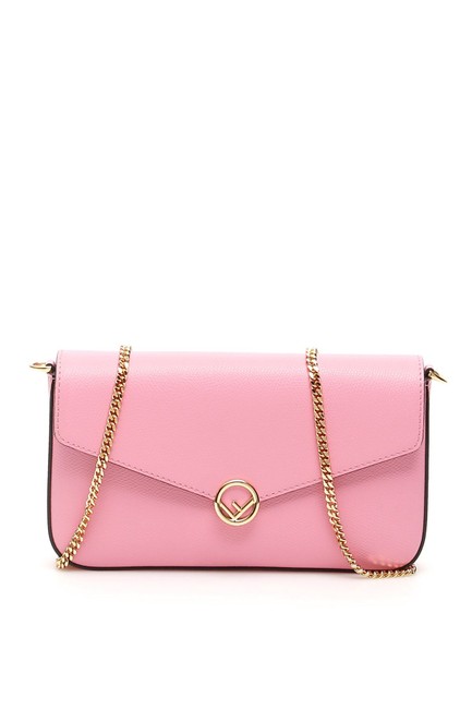 Fendi Cr New F Kan I Small Pink Leather Shoulder Bag 