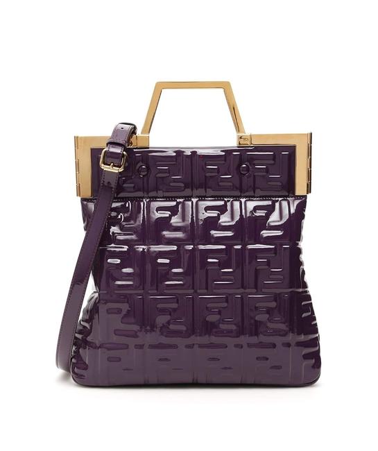 Fendi Cr New Medium Flat Tote Purple Leather Shoulder Bag 