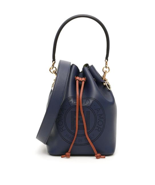 Fendi Cr New Stamp Mon Tresor Blue Leather Shoulder Bag 