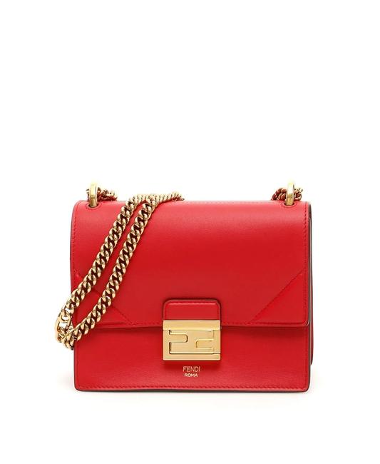 Fendi Cr New U Red Leather Shoulder Bag 