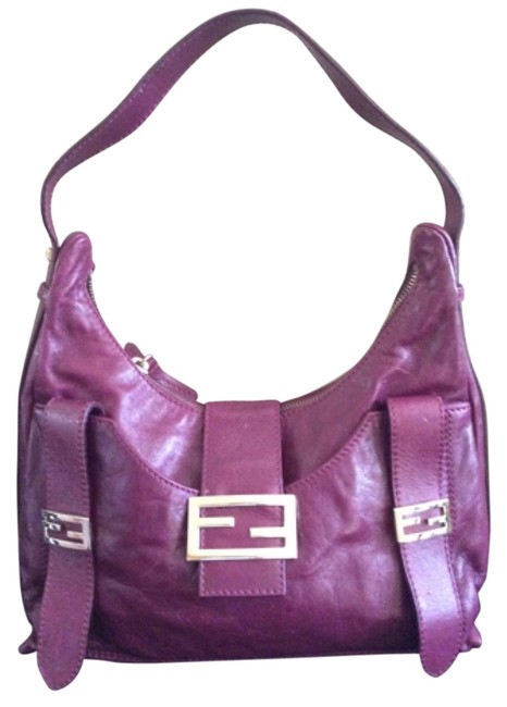 Fendi Cranberry Leather Shoulder Bag 