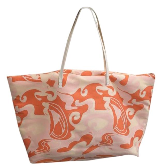 Fendi Cream Orange and Pink Fabric with Leather Strap Shoulder Bag 