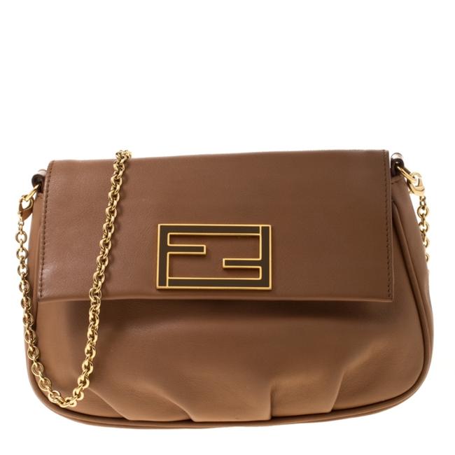 Fendi Crossbody Fendista Pochette Beige Leather Shoulder Bag 