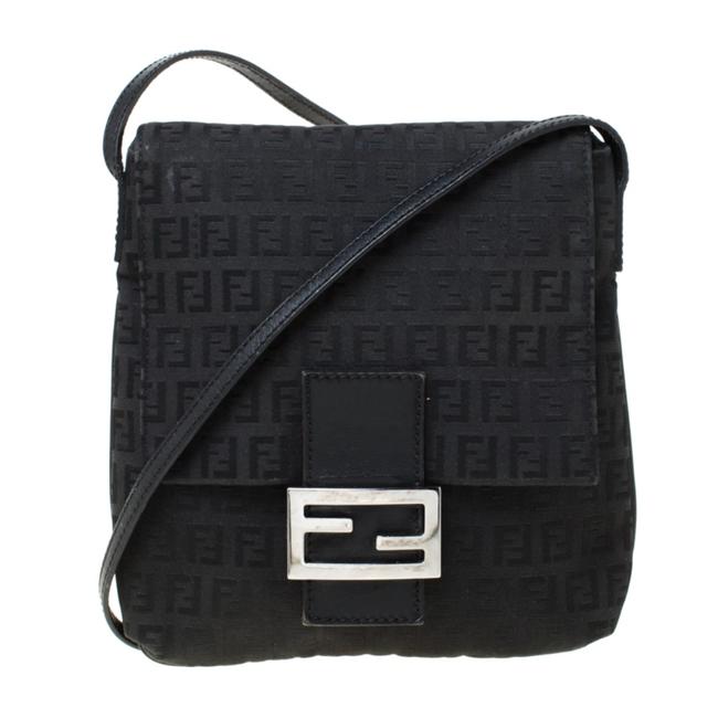 Fendi Crossbody Zucchino Black Canvas Shoulder Bag 