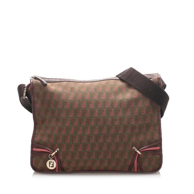 Fendi Crossbody Zucchino Canvas Brown Leather Shoulder Bag 