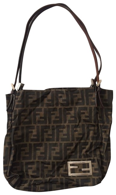 Fendi Cute with Adjustable Strags Dark Brown Canvas Shoulder Bag 