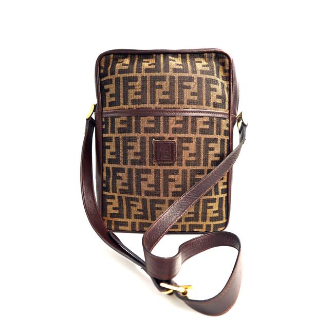 Fendi Danube Body Brown Canvas Shoulder Bag 