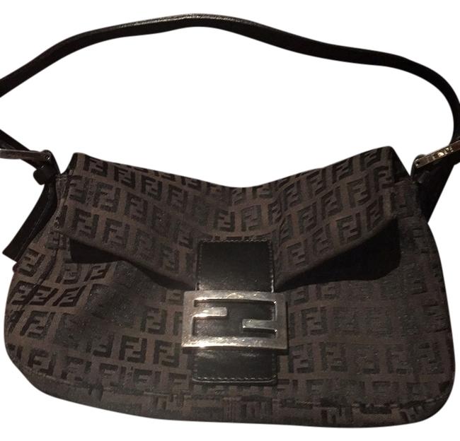 Fendi Dark Brown Monogram Canvas Shoulder Bag 