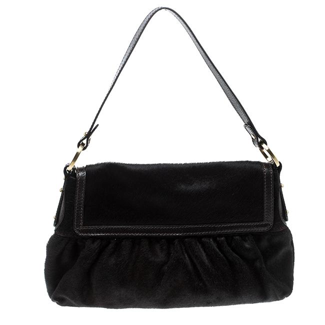 Fendi Dark Chef Brown Pony Hair Shoulder Bag 