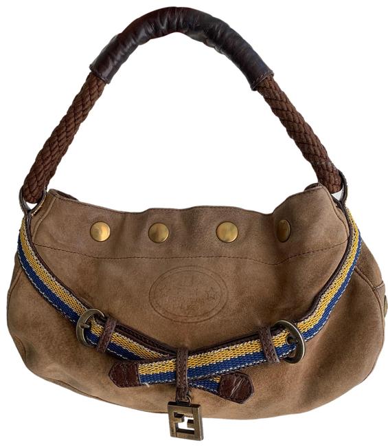Fendi Designer Brown Suede Shoulder Bag 