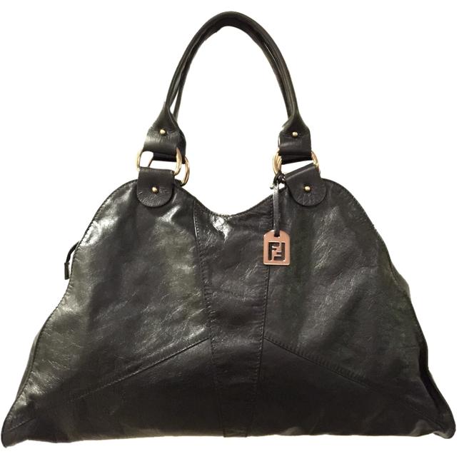 Fendi Devil Trapezio 8br255 Black Leather Shoulder Bag 