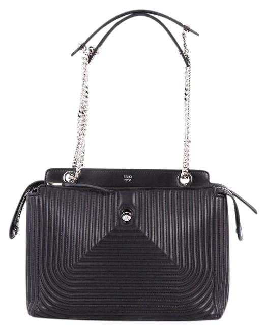Fendi Dotcom Click Quilted Medium Black Leather Shoulder Bag 