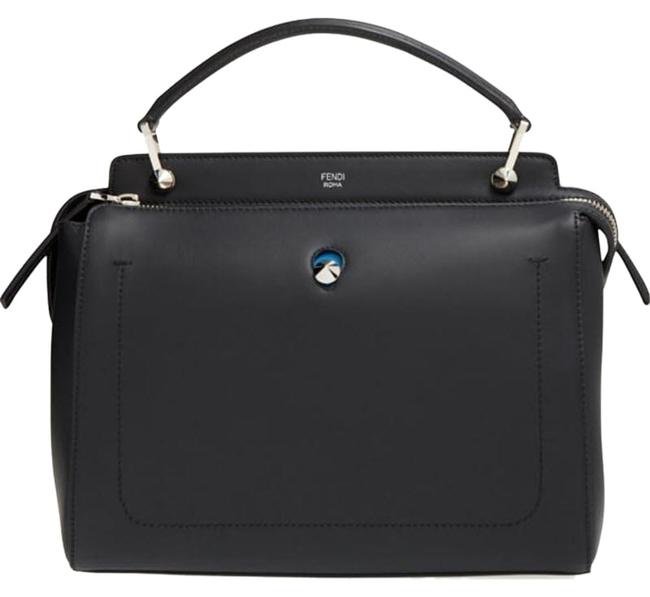 Fendi Dotcom Satchel Black Leather Shoulder Bag 