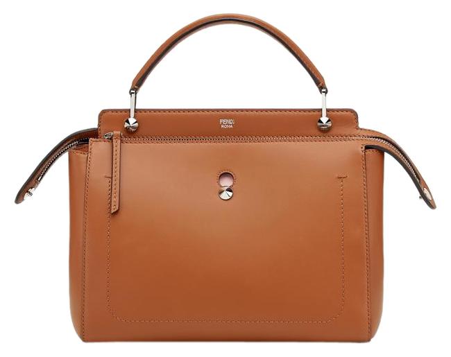 Fendi Dotcom Satchel Brown Leather Shoulder Bag 