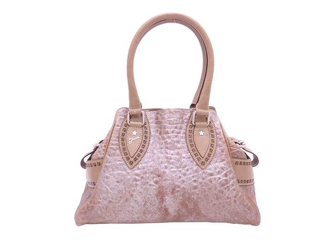 Fendi Du Jour E39946 Brown   Metallic Silver Leather Shoulder Bag 