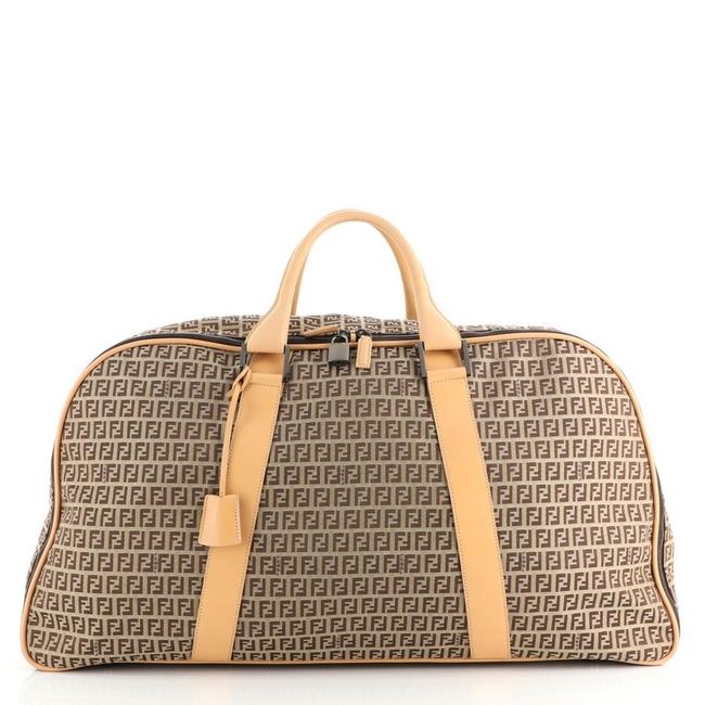 Fendi Duffle Vintage Zip Around Zucchino Canvas Large Shoulder Bag 