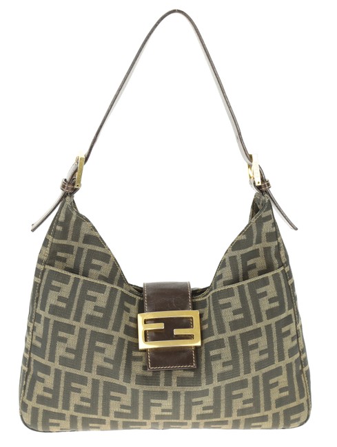 Fendi East west Zucca Brown Canvas Shoulder Bag 