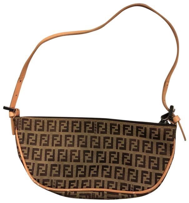 Fendi Evening Monogram Leather and Canvas Shoulder Bag 