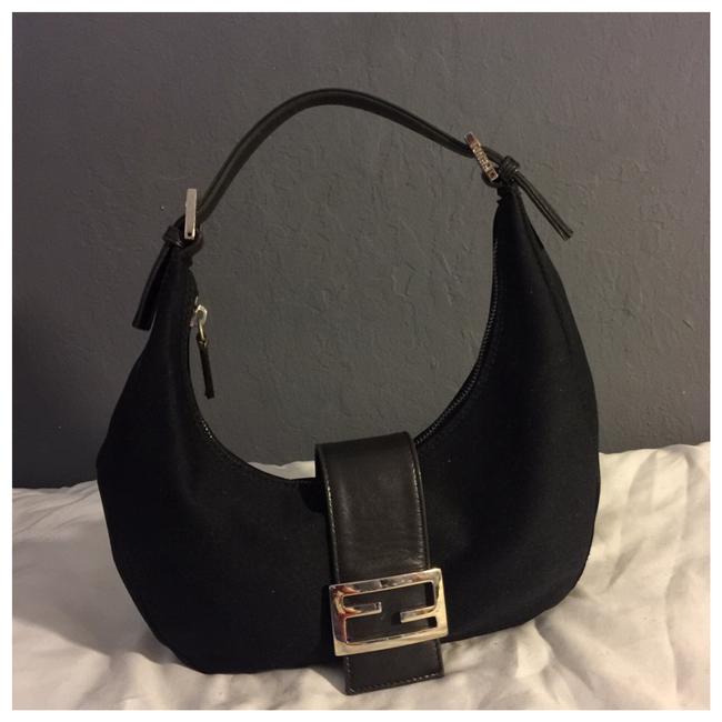 Fendi Fabric &amp; Sliver Hw Black Shoulder Bag 