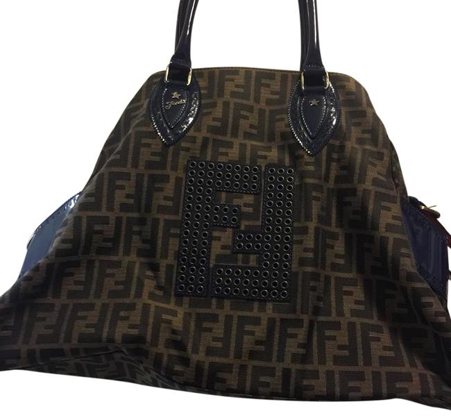 Fendi Fabric with Leather   Inside Red Sued Shoulder Bag 