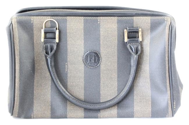 Fendi Fabulous Pequin Doctors Brown Coated Canvas and Leather Shoulder Bag 