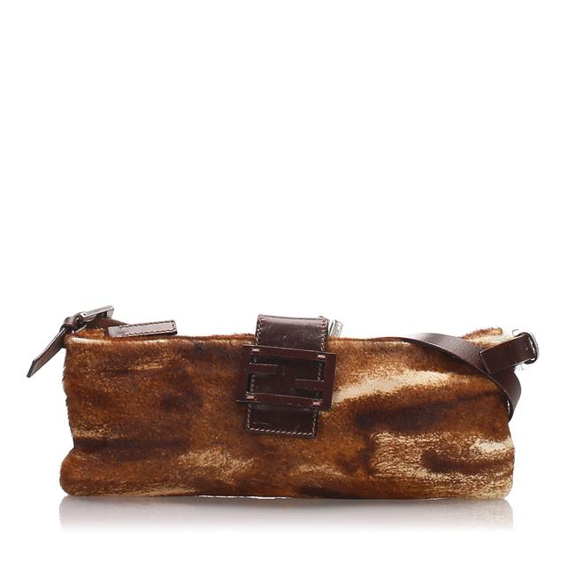 Fendi Faux Fur Brown Leather Shoulder Bag 