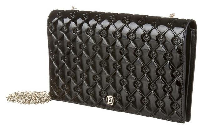 Fendi Fendilcious Black Patent Shoulder Bag 