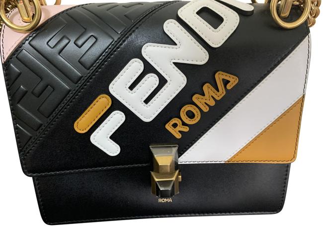 Fendi Fendimania Kan Black Multi Calfskin Leather Shoulder Bag 